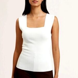 Ted Baker Ivory Square Neck Sleeveless Knit Top Size US 8